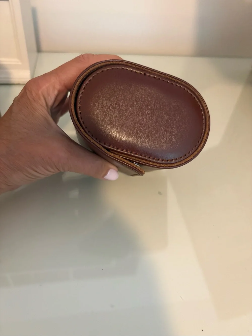 Brown watch case for travel